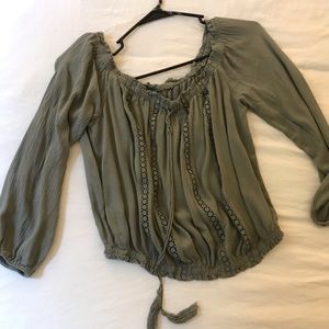 Charlotte Russe green off the shoulder crop